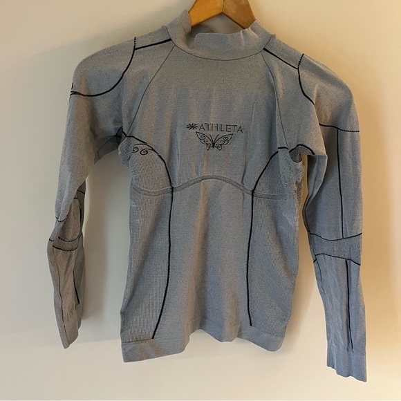 Athleta Tops - Athleta Y2K Size M/L Butterfly Seamless Long Sleeve Mockneck Top B8